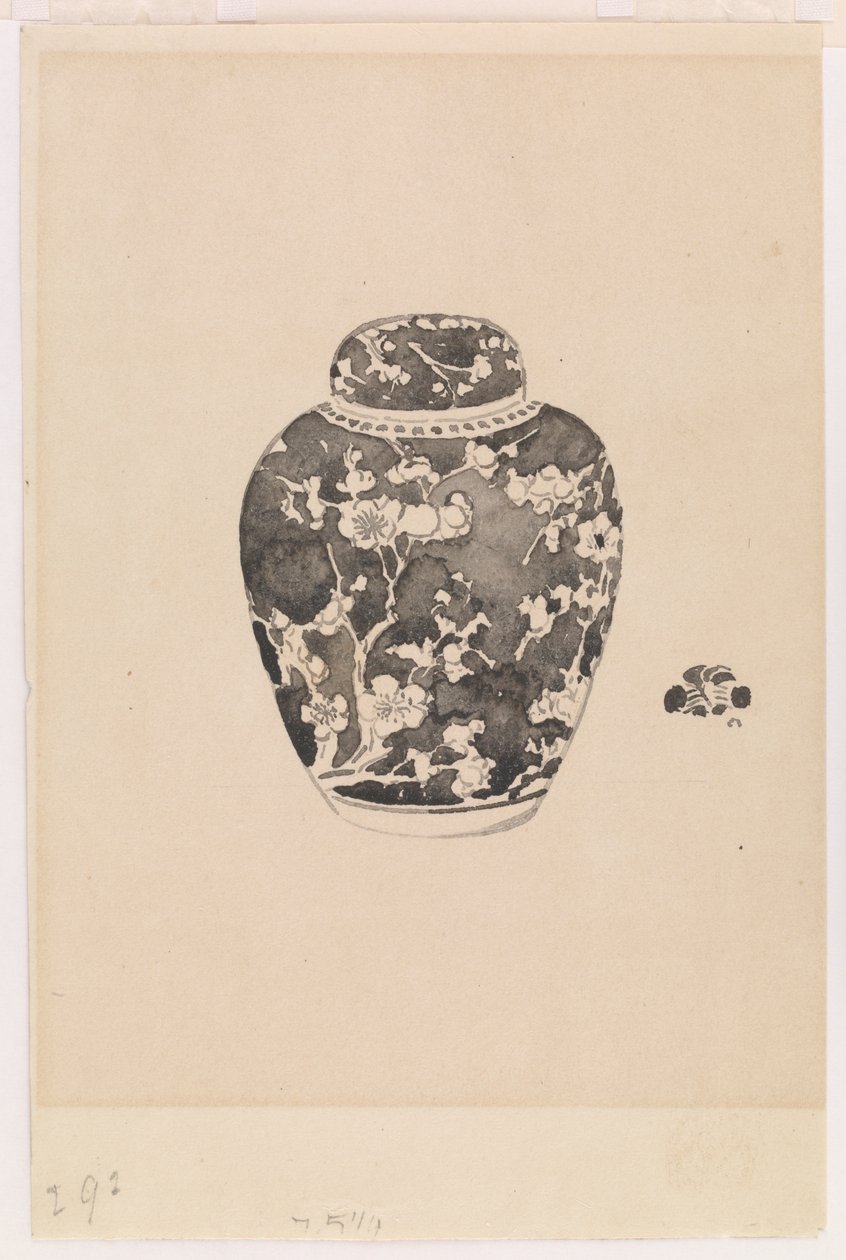 Oviform Imbir Jar z pokrywką w kształcie dzwonu, 1878. autorstwa James Abbott McNeill Whistler