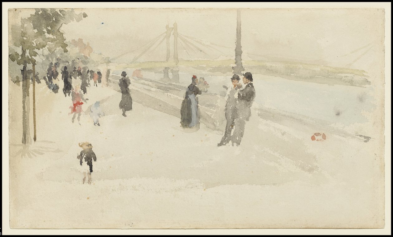 Różowy i srebrny - Chelsea, nabrzeże, ok. 1885 r. autorstwa James Abbott McNeill Whistler