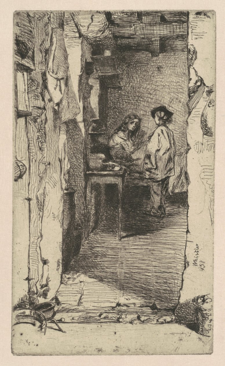 Zbieracze szmat, dzielnica Mouffetard, Paryż, 1858. autorstwa James Abbott McNeill Whistler