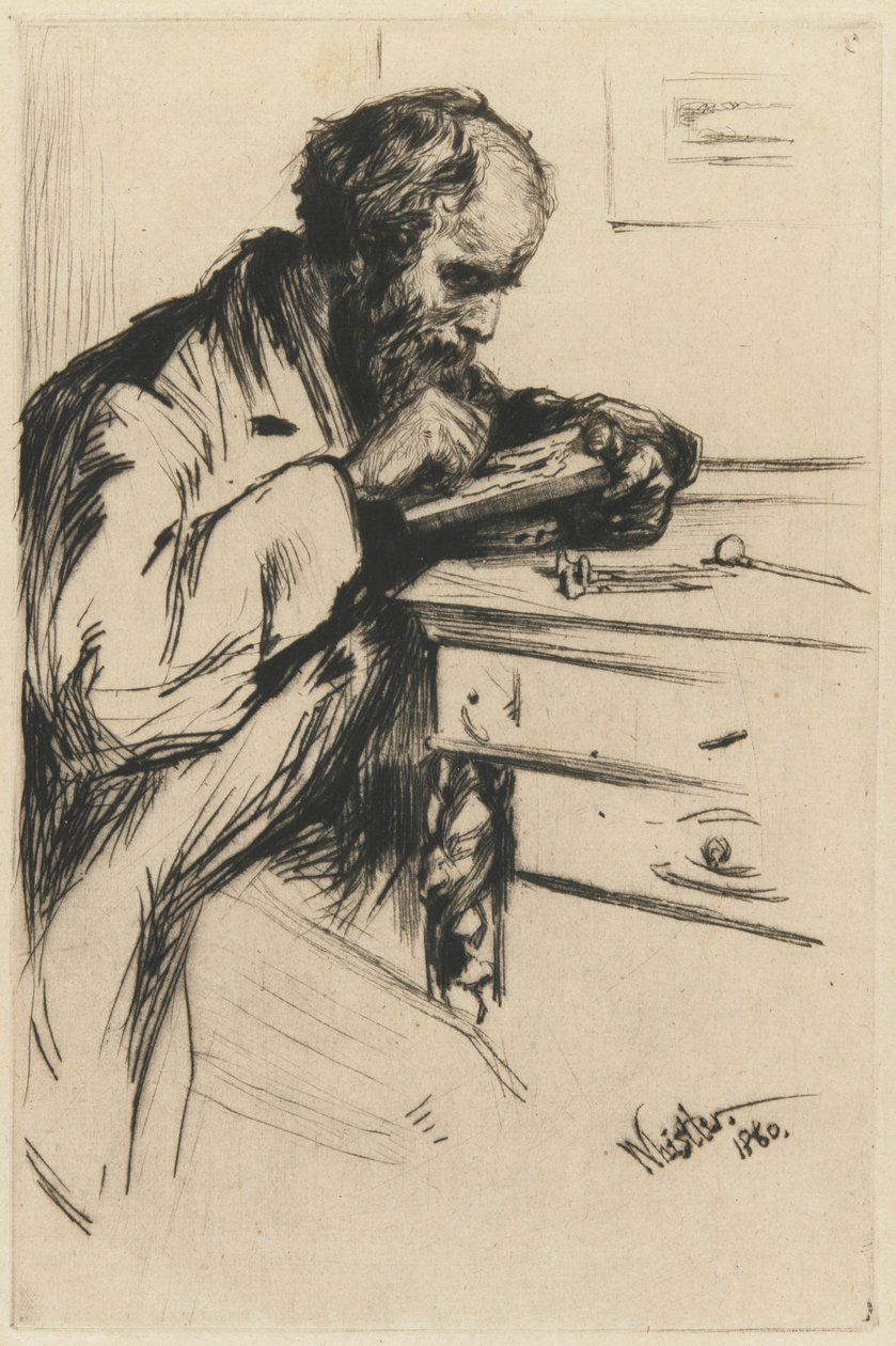 Riault, grawer na drewnie, 1860. autorstwa James Abbott McNeill Whistler