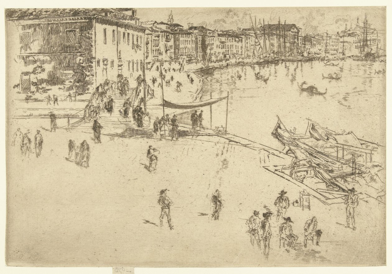 Riva del Sciavoni Riva, nr. 2 Zestaw dwudziestu sześciu akwafort (tytuł serii) autorstwa James Abbott McNeill Whistler