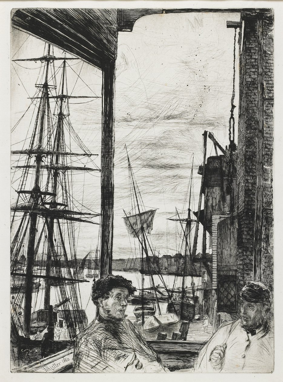 Rotherhithe z „szesnastu rycin przedstawiających sceny nad Tamizą i inne tematy” autorstwa James Abbott McNeill Whistler