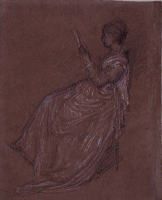 Siedząca Lady Reading, studium dla pani Layland (kreda pastelowa na papierze) autorstwa James Abbott McNeill Whistler
