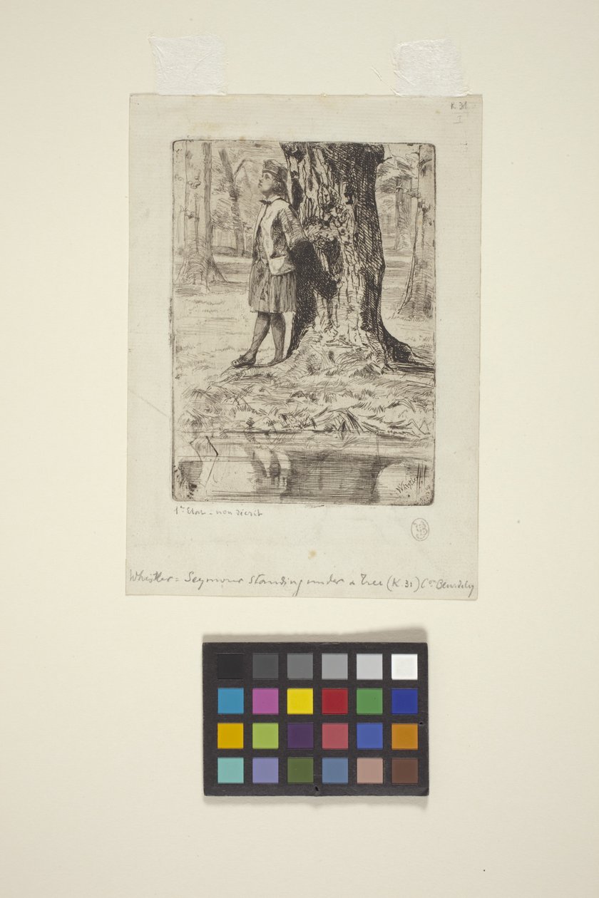 Seymour stojący pod drzewem (akwaforta) autorstwa James Abbott McNeill Whistler