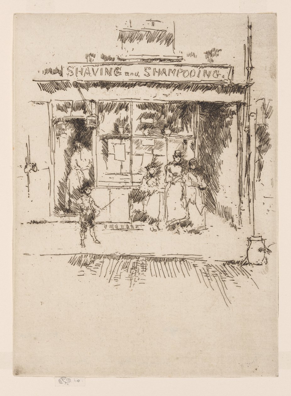 Golenie i mycie szamponem, ok. 1886-88 (akwaforta; tusz na papierze) autorstwa James Abbott McNeill Whistler