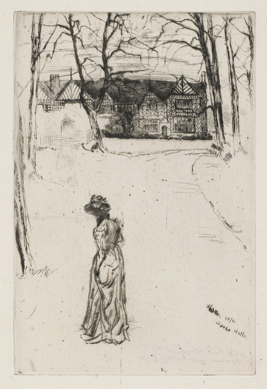 Speke Hall, nr 1, 1870 (trawienie i sucha igła na papierze) autorstwa James Abbott McNeill Whistler