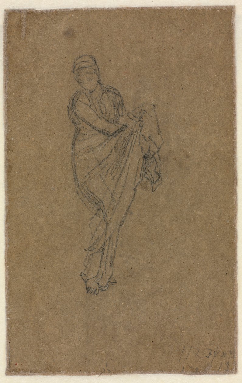 Stojąca kobieta podnosząca suknię wers. 1872. autorstwa James Abbott McNeill Whistler