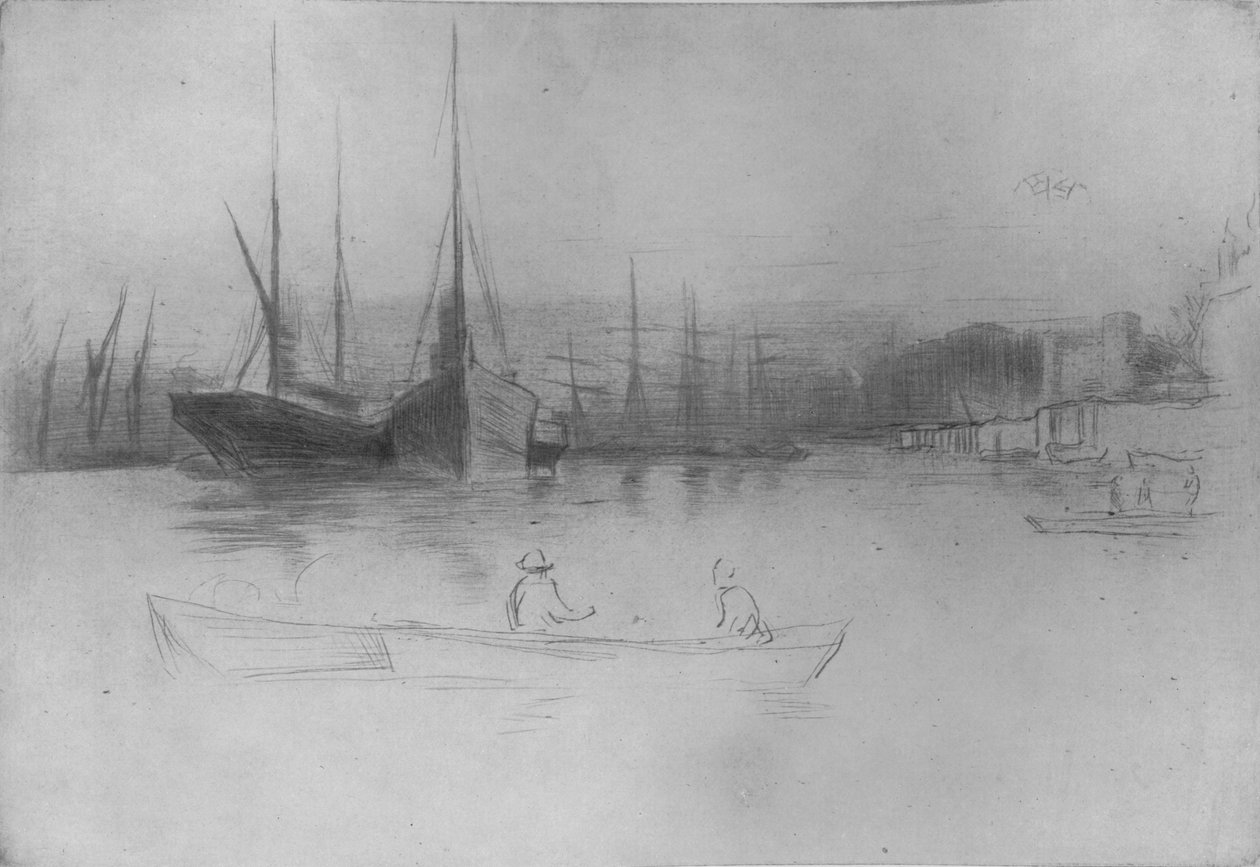 Parowce z wieży, 1875, 1904 autorstwa James Abbott McNeill Whistler