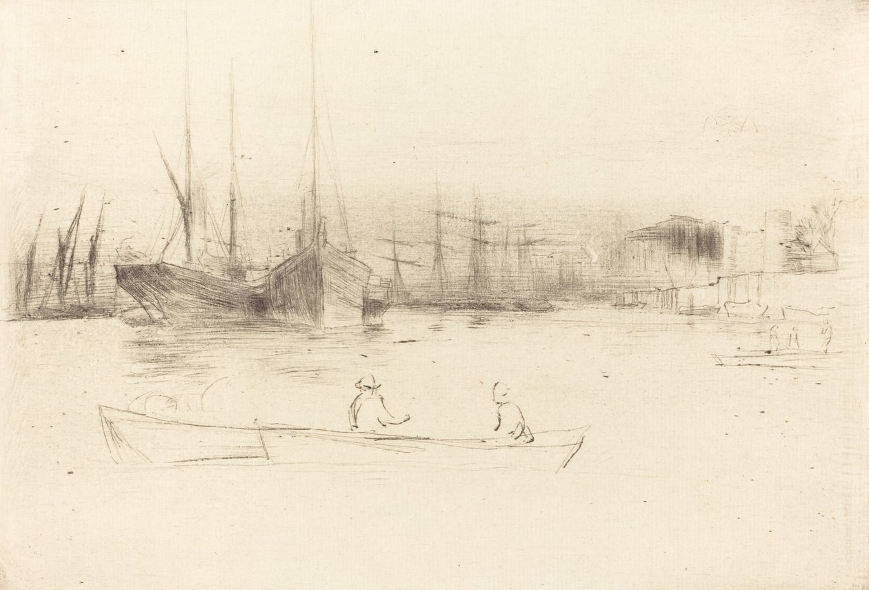 Parowce z wieży, 1875. autorstwa James Abbott McNeill Whistler