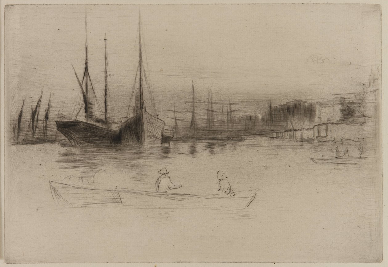 Parowce z wieży, 1875. autorstwa James Abbott McNeill Whistler