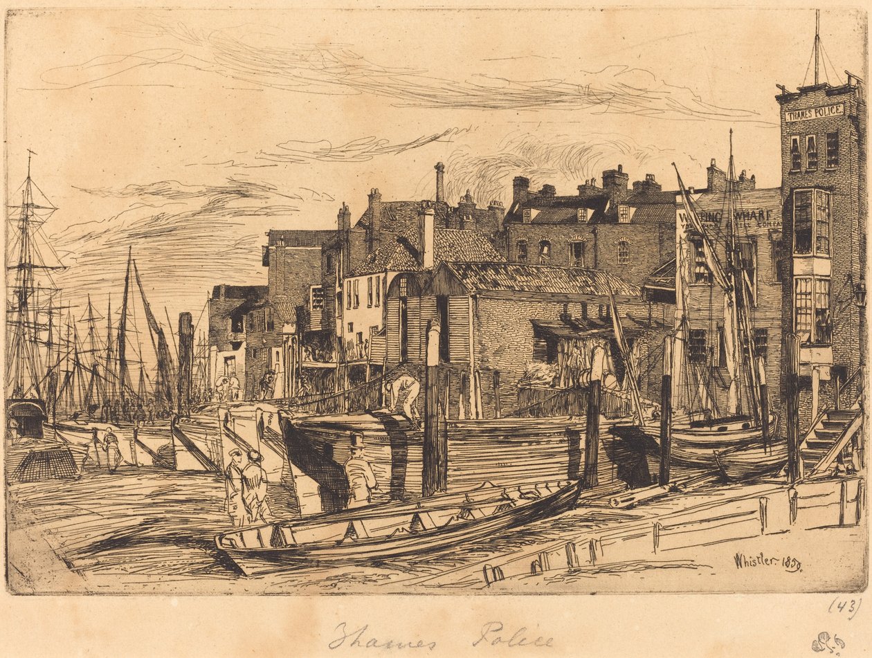 Policja w Tamizie, 1859. autorstwa James Abbott McNeill Whistler