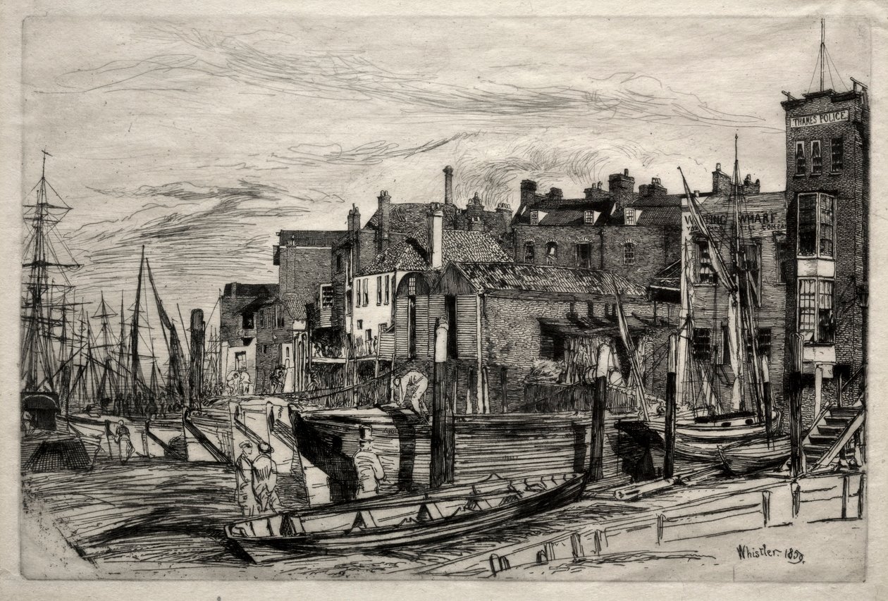 Policja w Tamizie, 1859. autorstwa James Abbott McNeill Whistler