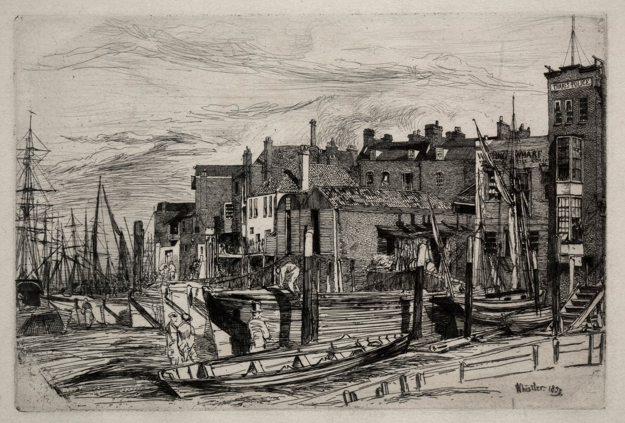Policja w Tamizie, 1859. autorstwa James Abbott McNeill Whistler