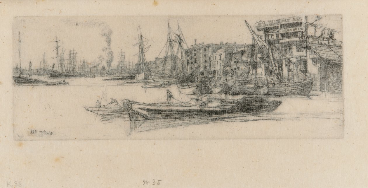 Magazyny Tamizy, 1859. autorstwa James Abbott McNeill Whistler