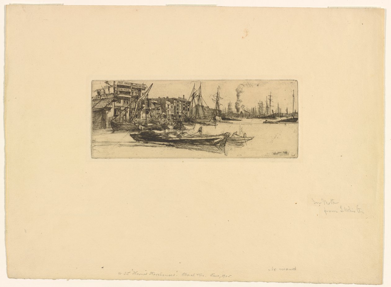 Magazyny Tamizy, 1859. autorstwa James Abbott McNeill Whistler