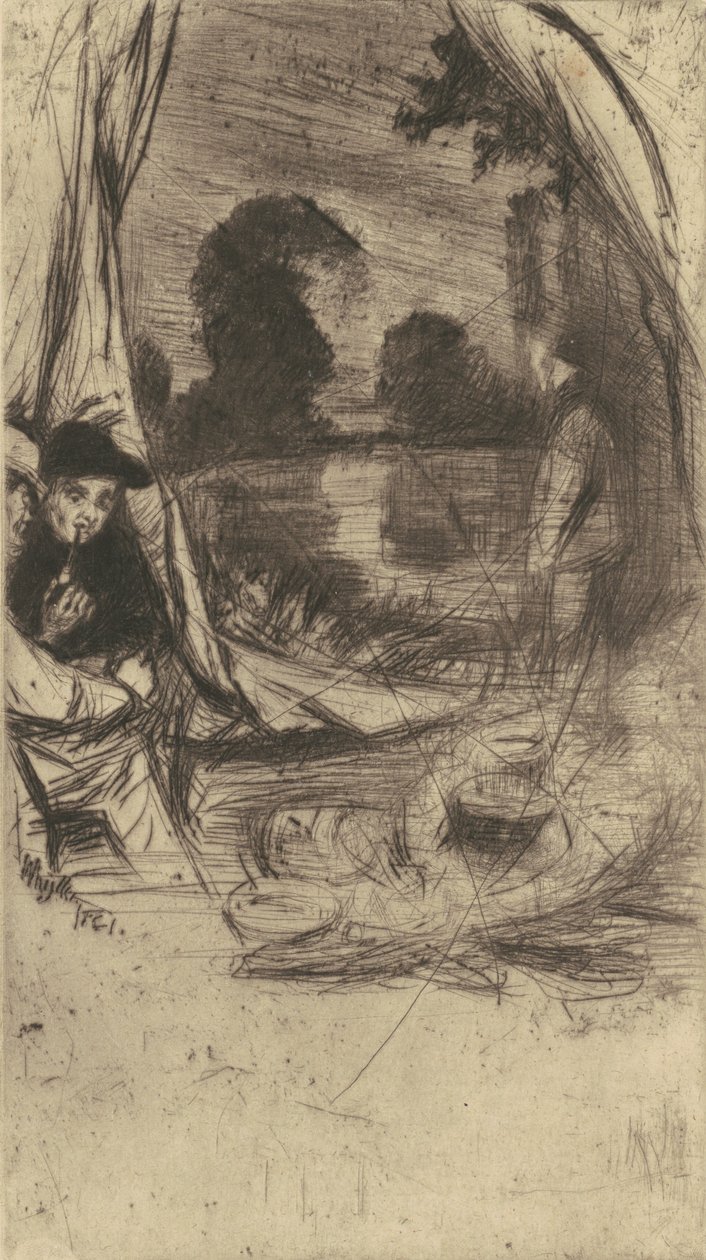 Obóz, 1861 opublikowany 1879. autorstwa James Abbott McNeill Whistler