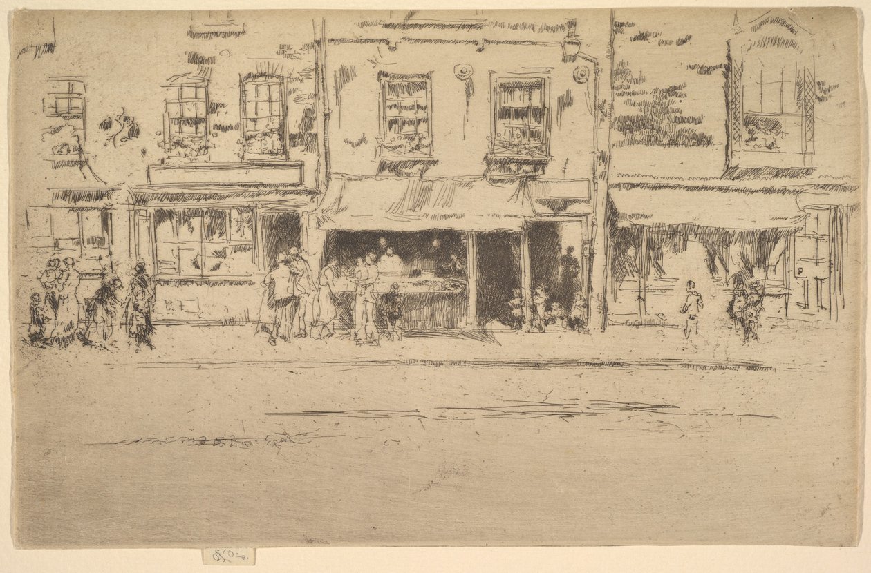 Sklep rybny, zajęty sklep rybny w Chelsea, Chelsea, 1886-87. autorstwa James Abbott McNeill Whistler