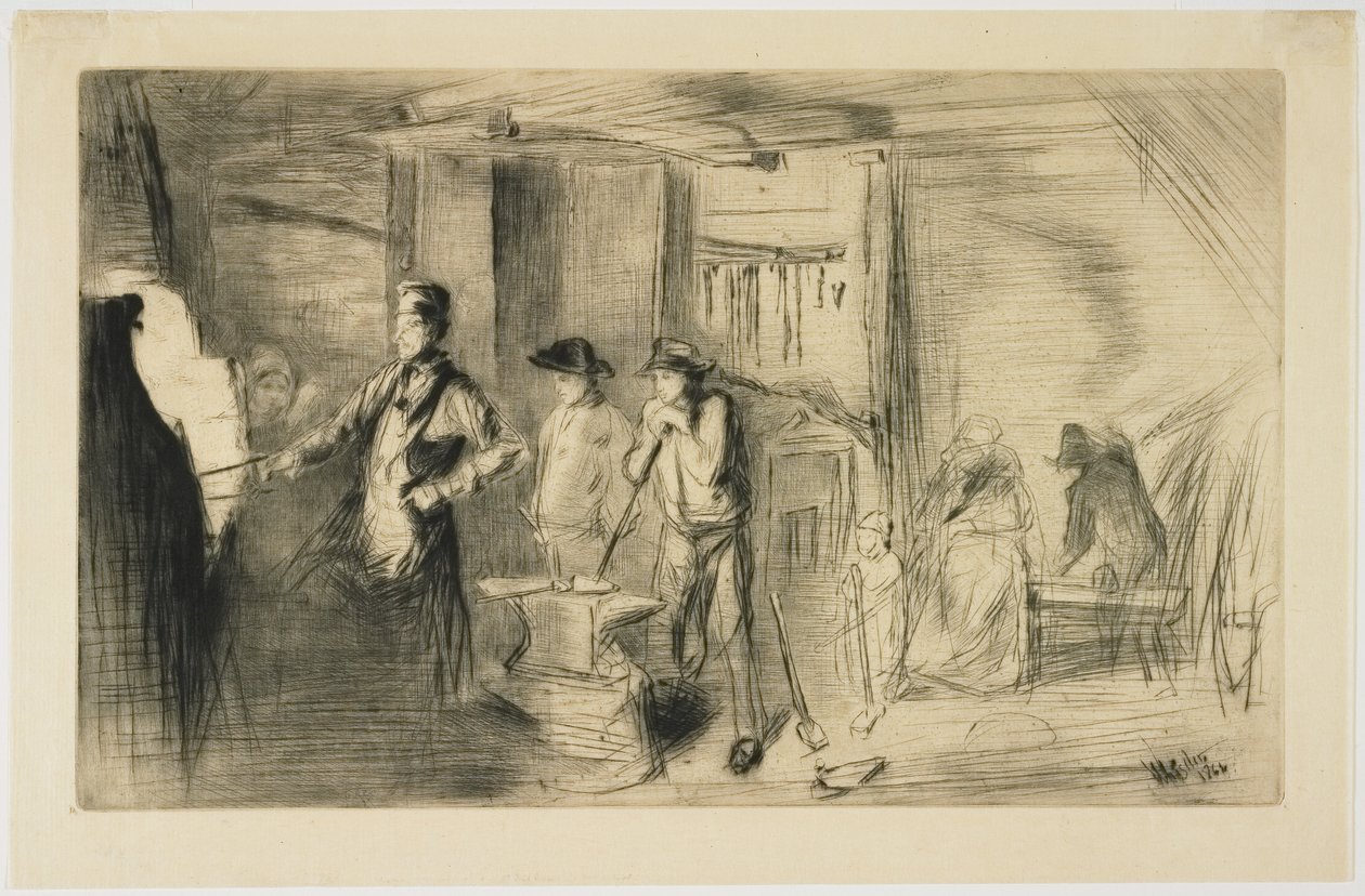 Kuźnia z cyklu Szesnaście akwafort ze scenami nad Tamizą i innymi tematami autorstwa James Abbott McNeill Whistler
