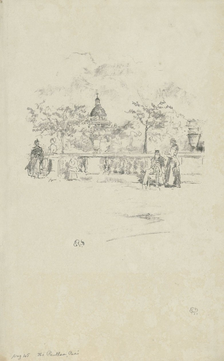 Panteon, z tarasu Ogrodu Luksemburskiego autorstwa James Abbott McNeill Whistler