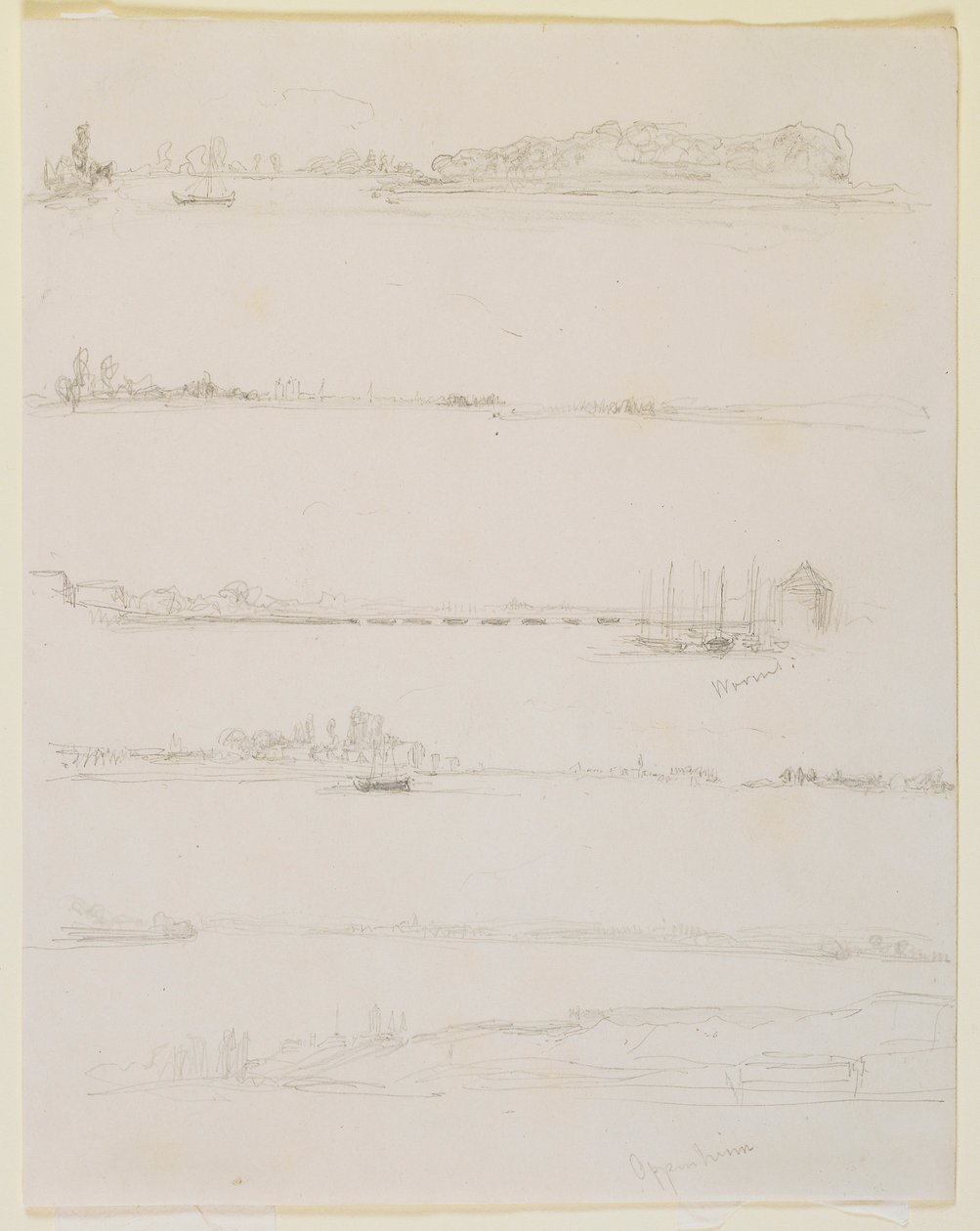 Ren , w pobliżu Wormacji i Oppeheim, 1858. autorstwa James Abbott McNeill Whistler