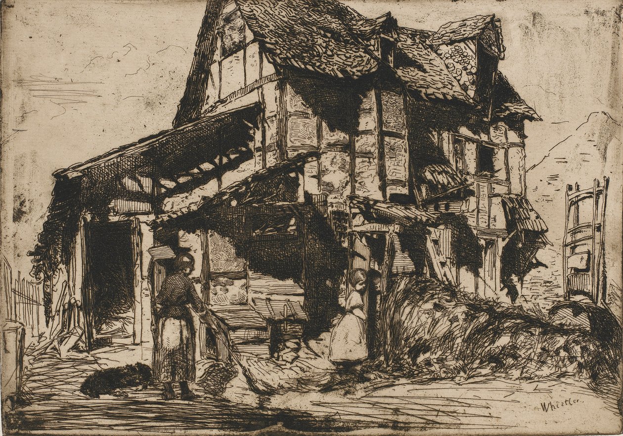 Niebezpieczna Kamienica. Jedna z dwunastu rycin z natury. Zestaw francuski, 1858. autorstwa James Abbott McNeill Whistler