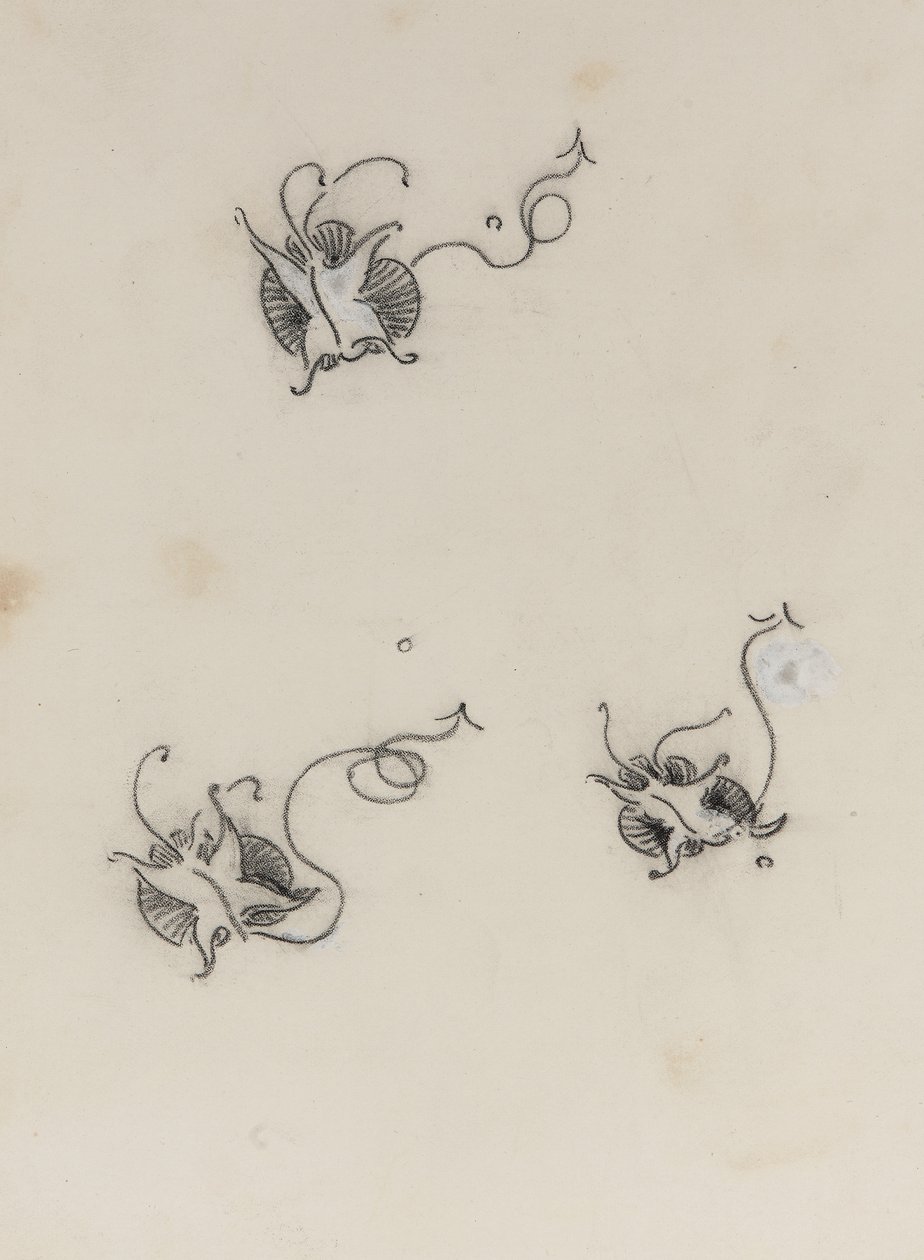 Trzy Whistler Butterflies (kredka i chińska biel na papierze litograficznym) autorstwa James Abbott McNeill Whistler