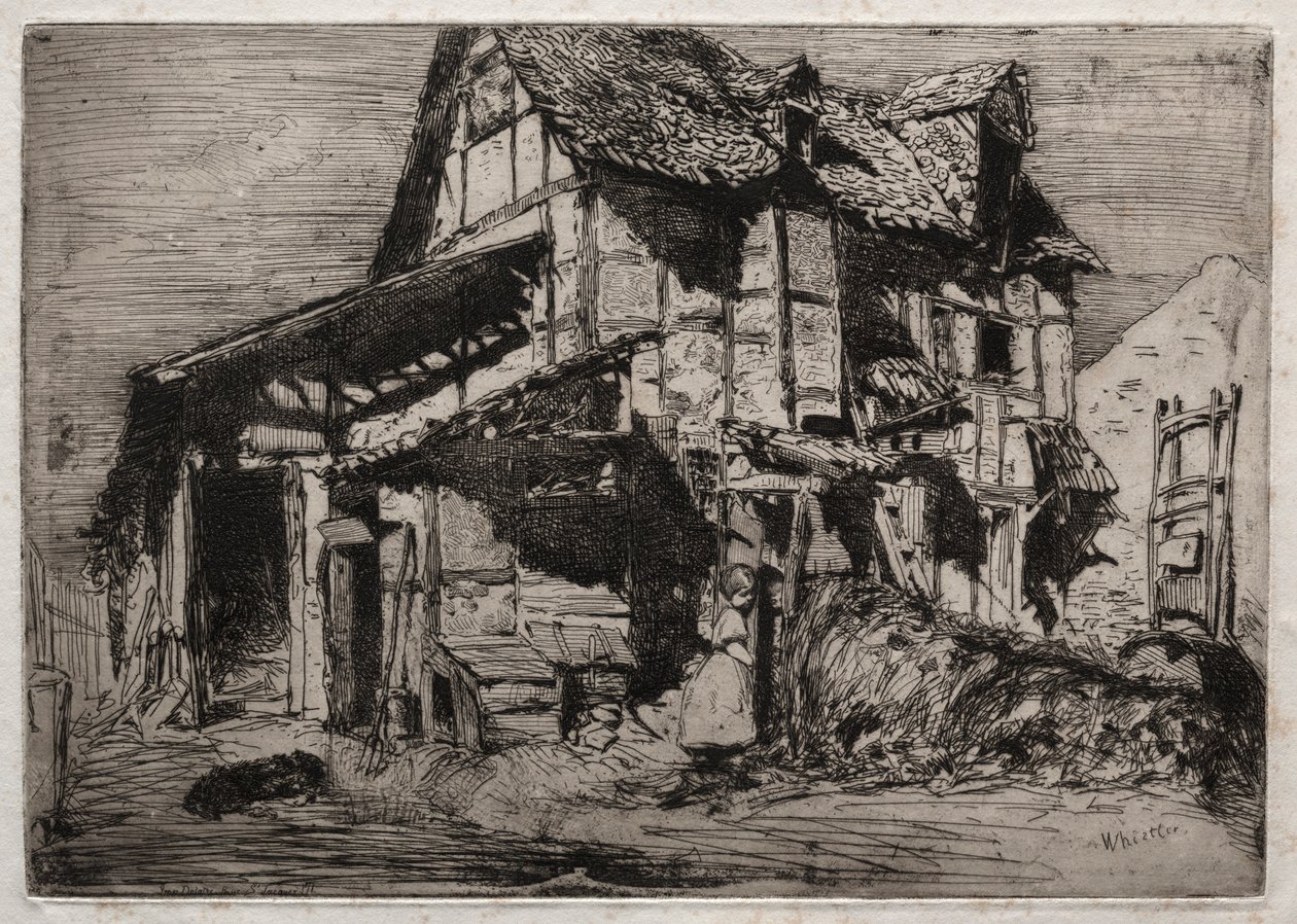 Dwanaście akwafort z natury: Niebezpieczna kamienica, 1858. autorstwa James Abbott McNeill Whistler