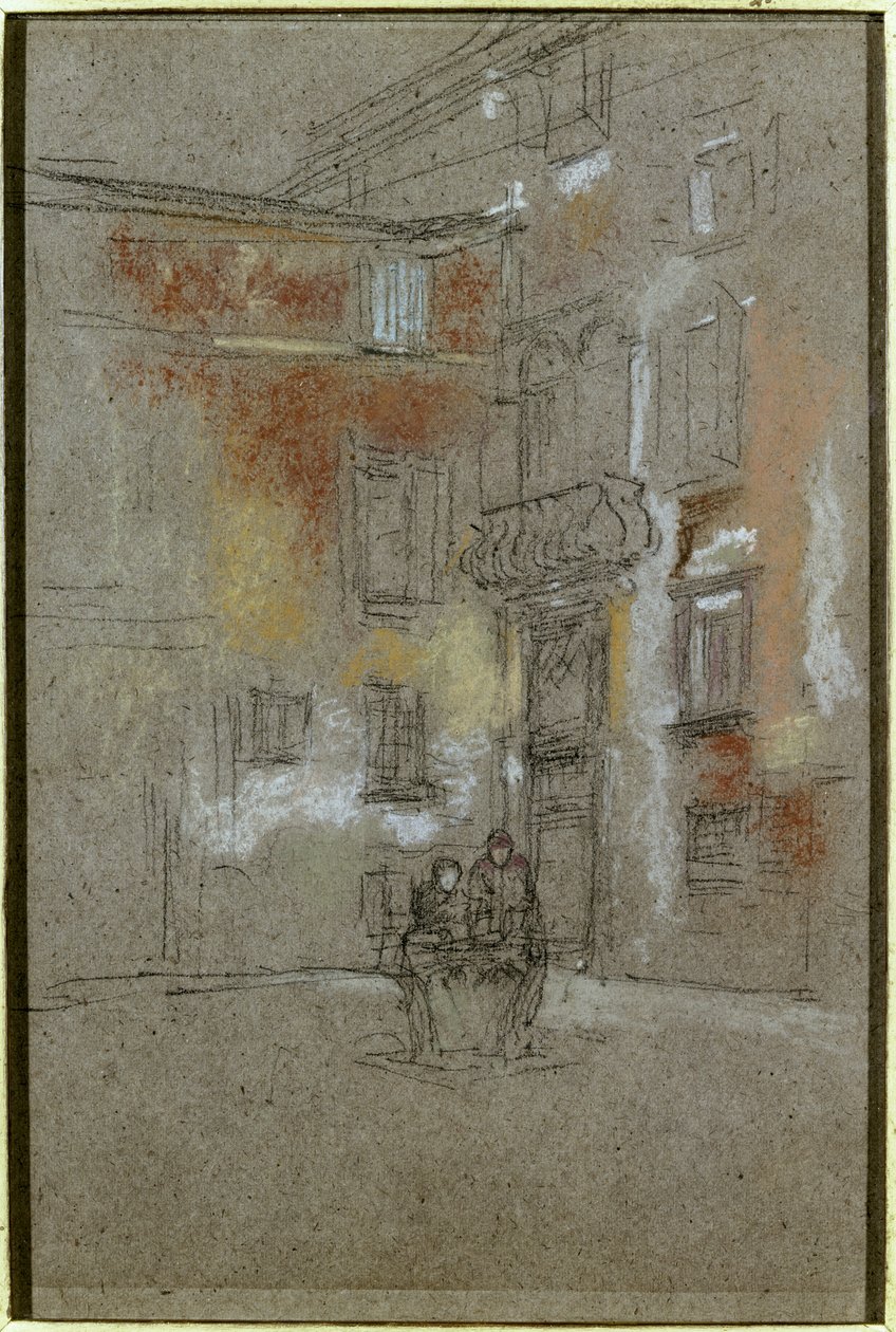 Dziedziniec wenecki: Corte Bollani, 1880 (kreda i pastel na brązowym papierze) autorstwa James Abbott McNeill Whistler