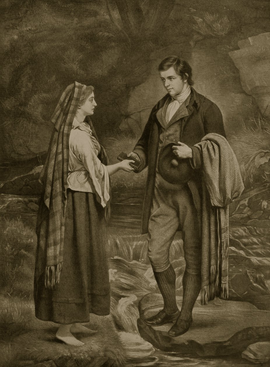 Zaręczyny Roberta Burnsa i Highland Mary, 1785, ilustracja z „Hutchinson