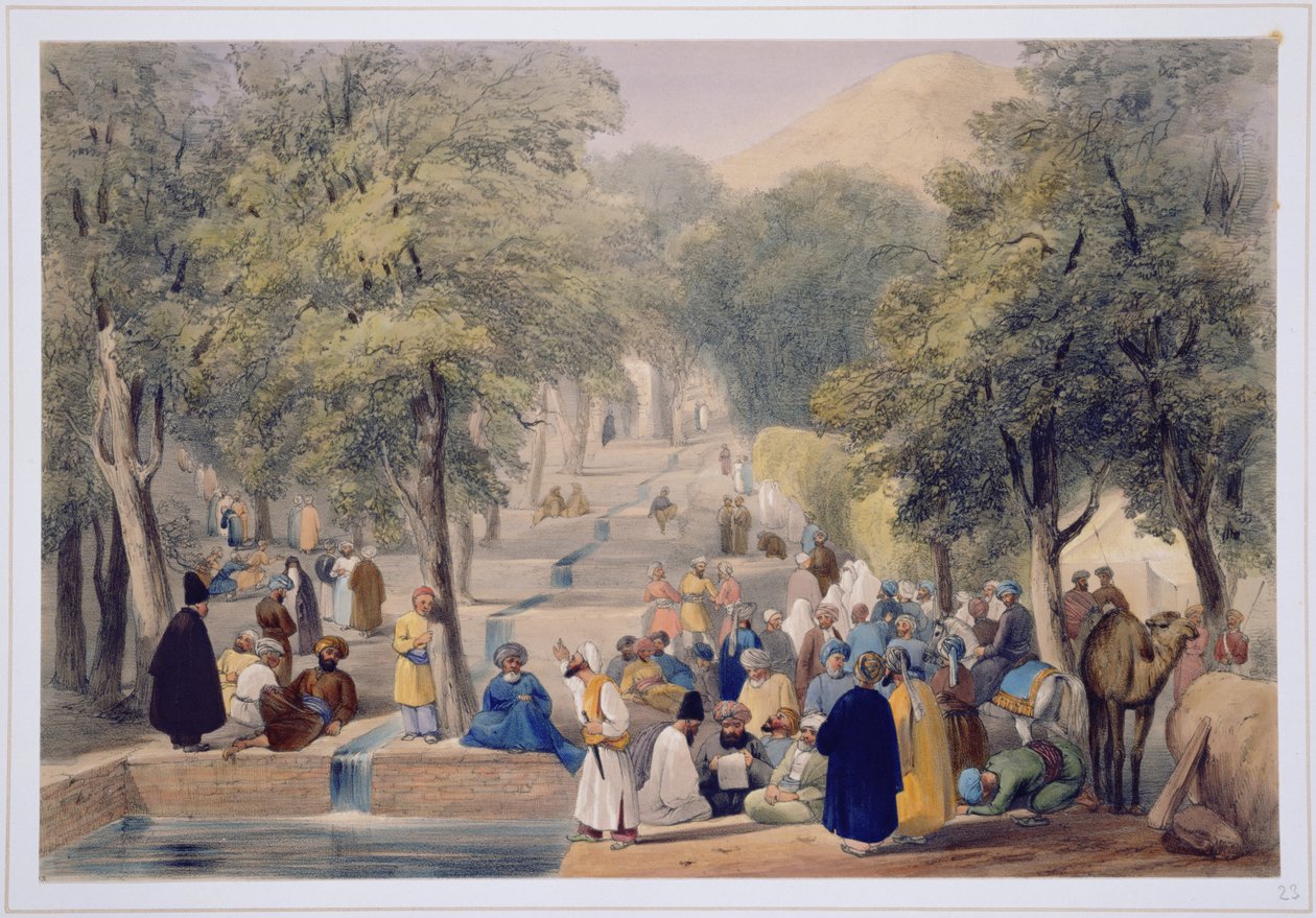 Aleja przy Grobie Babersa, ze Szkiców w Afganistanie, rytowana przez Charlesa Haghe (1810-88) i Louisa Haghe (1806-85), opublikowana przez Henry