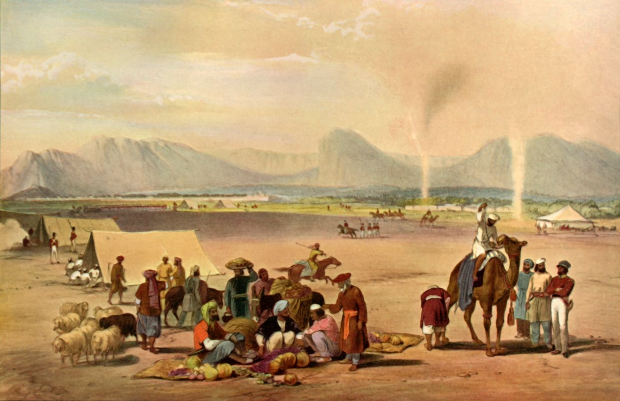 Miasto Kandahar patrząc od południa w kierunku góry Baba Wali, ok. 1840, 1901. autorstwa James Atkinson