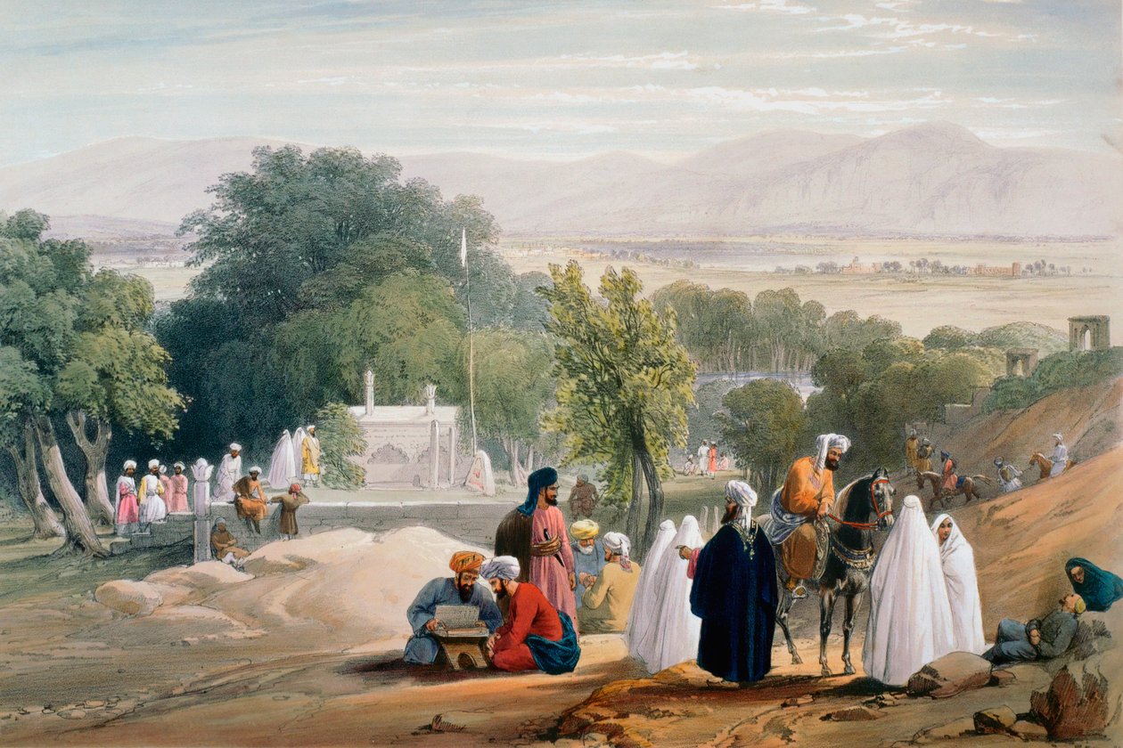 Grób cesarza Babura, Kabul, pierwsza wojna anglo-afgańska 1838-1842 autorstwa James Atkinson