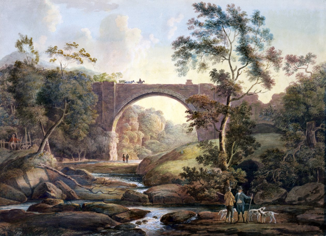 Widok łuku Tanfield w hrabstwie Durham, ok. 1811 (wc na papierze) autorstwa James Atkinson