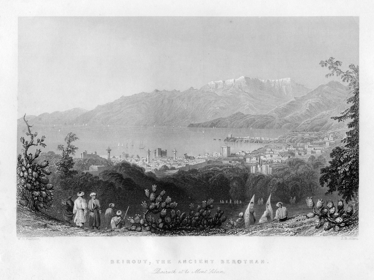 Bejrut, starożytne Zaręczyny, Syria, 1841. autorstwa James B. Allen