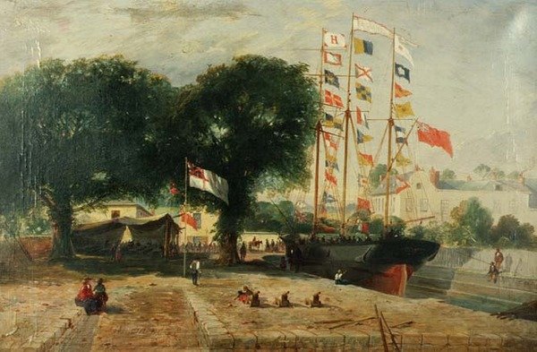 Trzymasztowy szkuner „Anglia Róża” ubrana w górę i w dół autorstwa James B. Goodrich