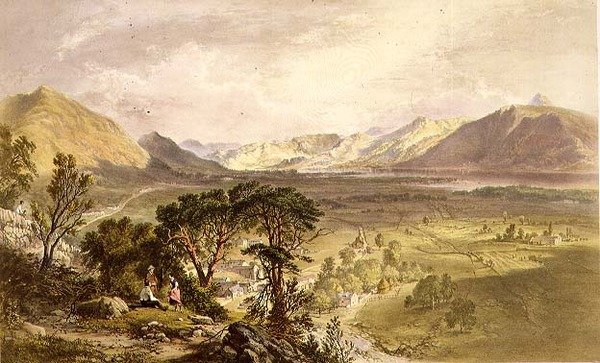 Bassenthwaite, z „Angielskiej Krainy Jezior” autorstwa James Baker (after) Pyne