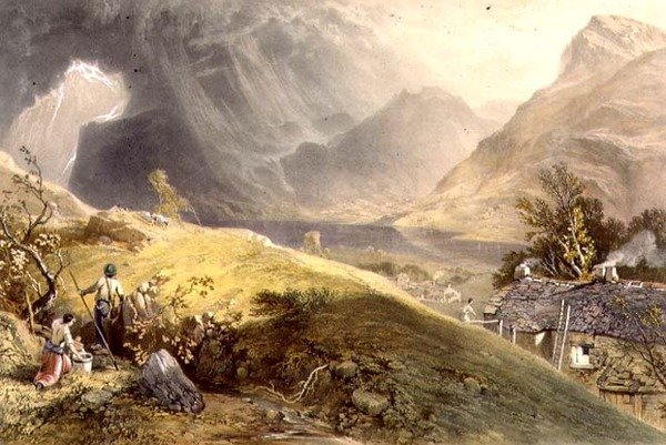Jezioro Buttermere, z „Angielskiej Krainy Jezior” autorstwa James Baker (after) Pyne