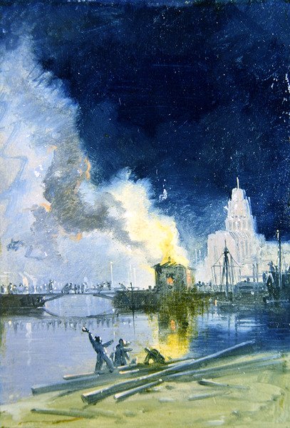 Płonący Bristol autorstwa James Baker Pyne