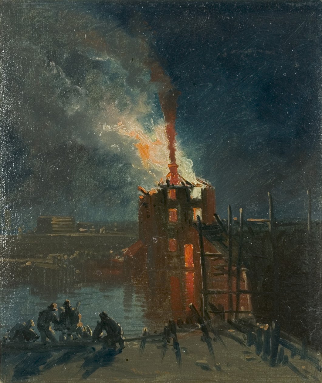 Bristol Riots: Magazyn z Wapping, ok. 1832 (olej na papierze) autorstwa James Baker Pyne