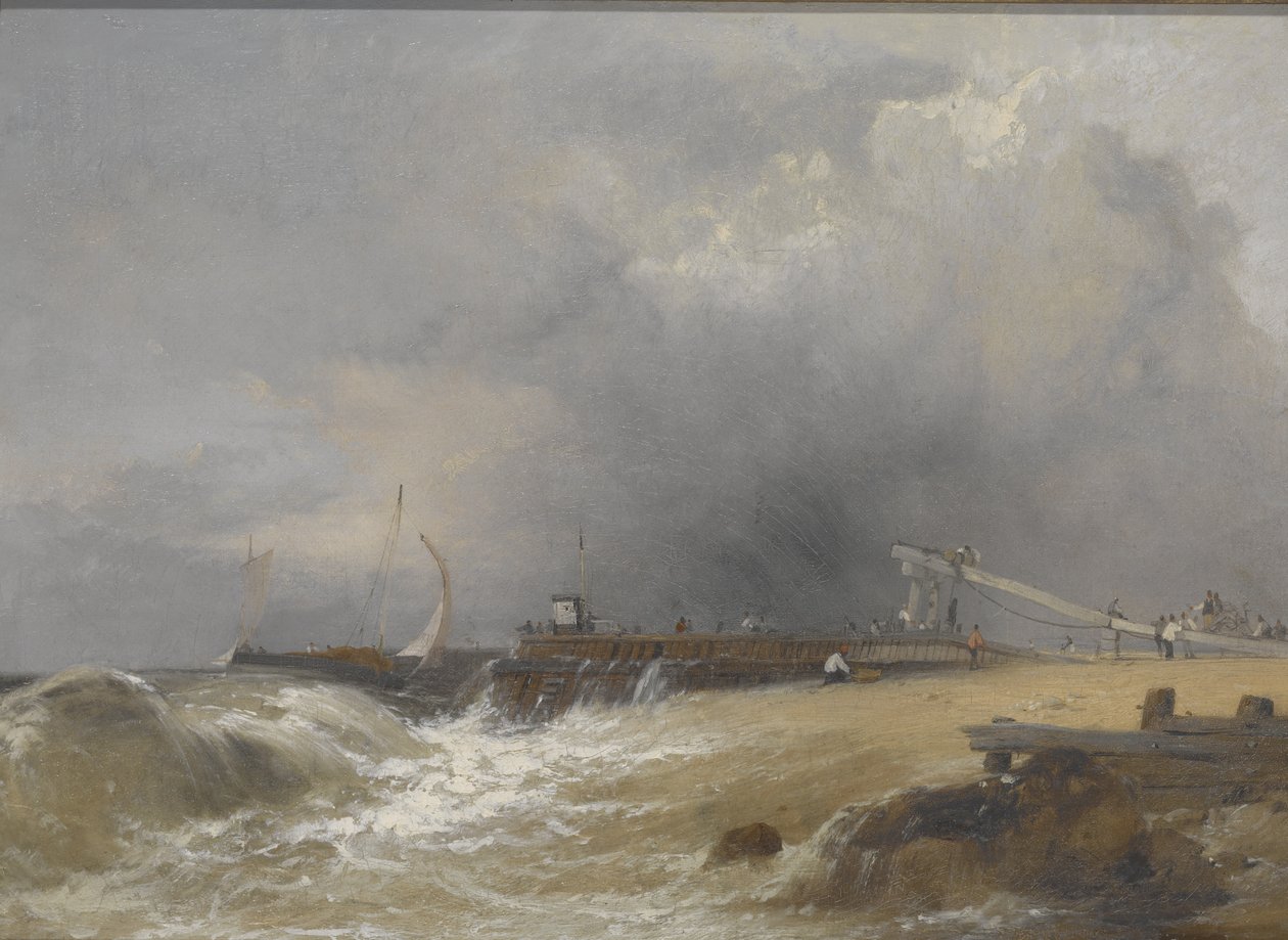 Molo w Littlehampton na wybrzeżu Sussex, ok. 1842 r. (olej na płótnie) autorstwa James Baker Pyne