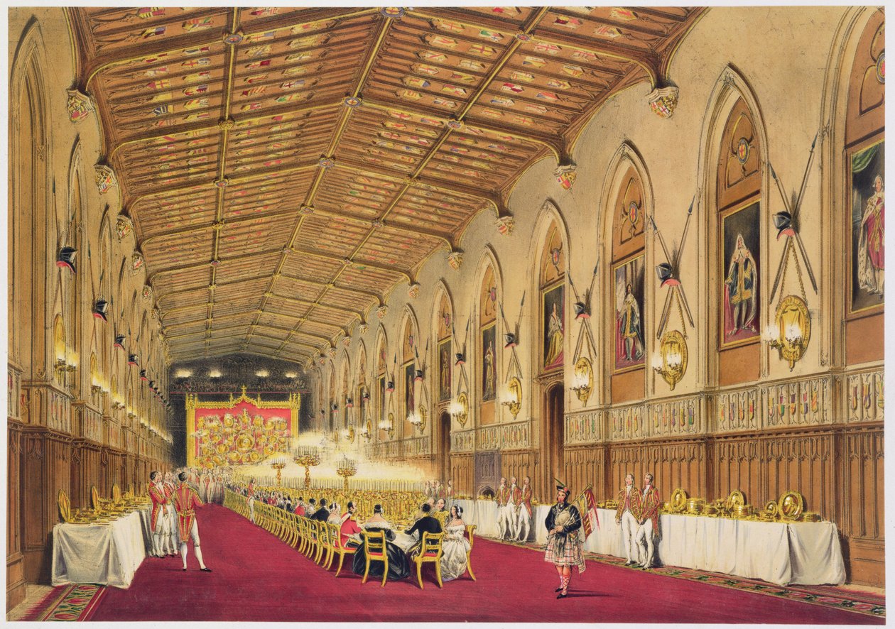 Sala św. Jerzego, zamek Windsor, 1838 autorstwa James Baker Pyne