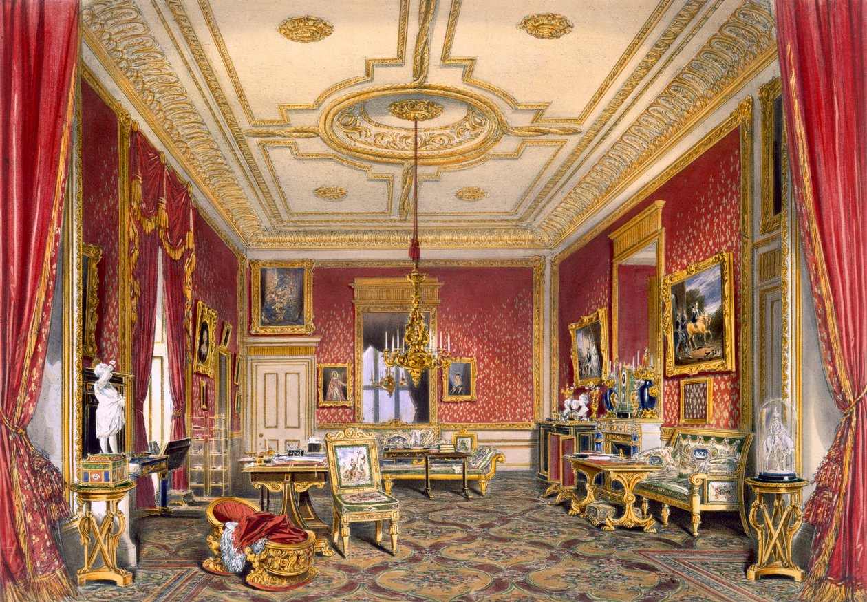 Prywatny salon królowej, zamek Windsor, 1838 autorstwa James Baker Pyne