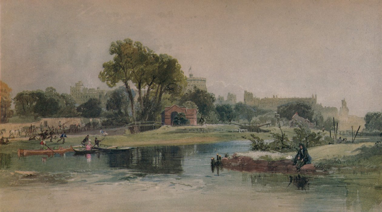 Zamek Windsor z placu zabaw Eton, c1838 autorstwa James Baker Pyne