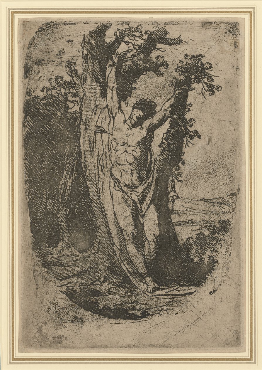 Święty Sebastian, ok. 1776 (akwaforta na miękkim podłożu z ruletką i nieczystym gryzieniem) autorstwa James Barry