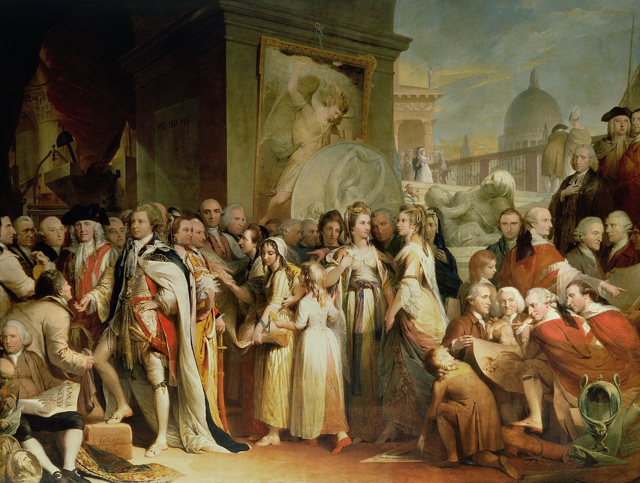 Podział składek w Towarzystwie Artystycznym, piąty z serii Postęp Kultury i Wiedzy Ludzkiej, c.1777-84 autorstwa James Barry