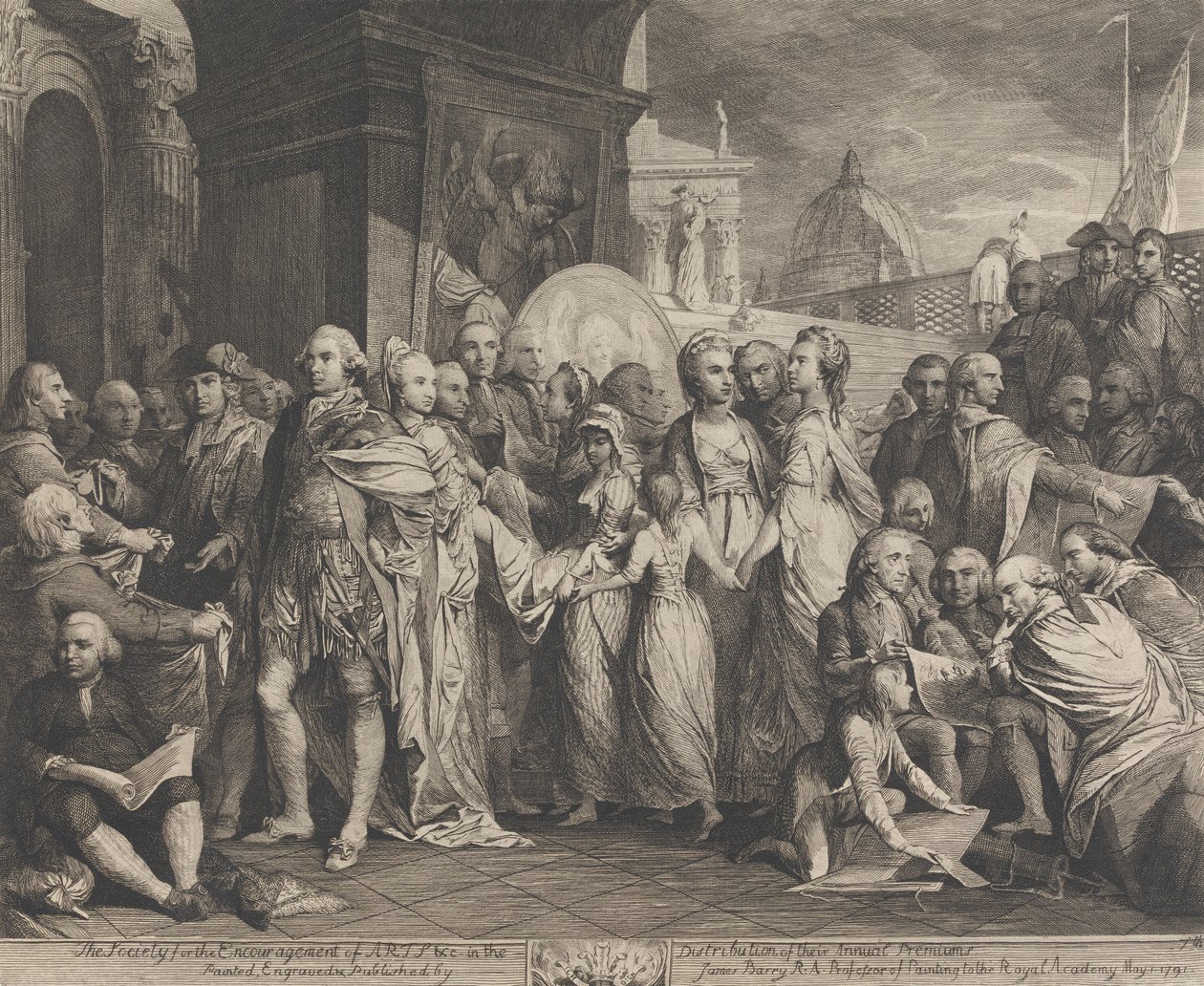 Królowa lub edukacja domowa w Windsorze (projekty ścian Wielkiej Sali Towarzystwa Zachęty Sztuki) autorstwa James Barry