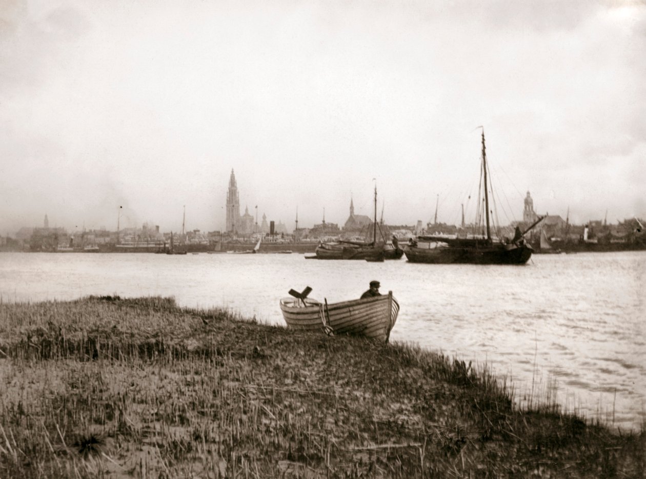 Łódź wiosłowa po kanale, Rotterdam, 1898 r. autorstwa James Batkin