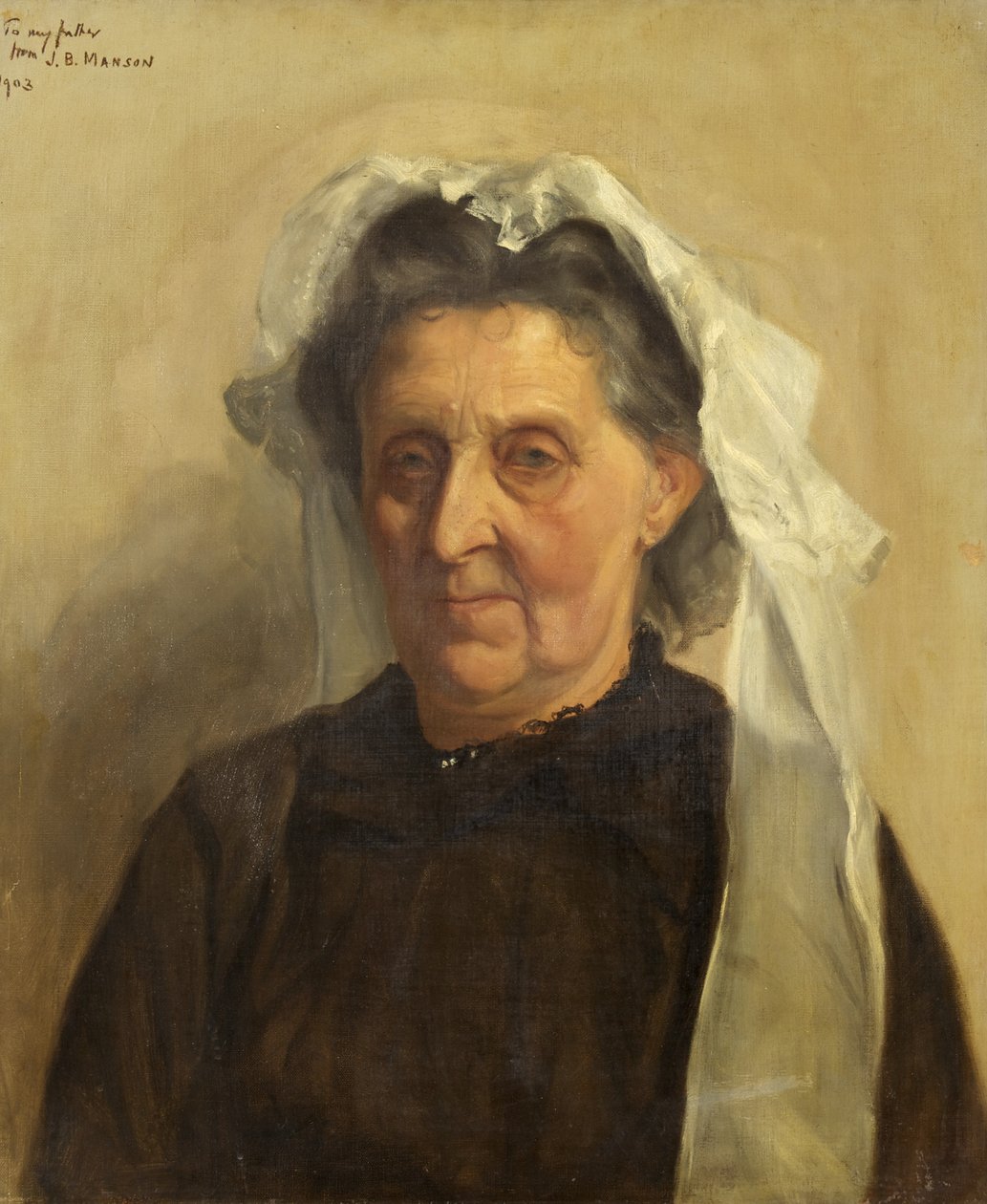 Stara kobieta w białej czapce, 1903 autorstwa James Bolivar Manson