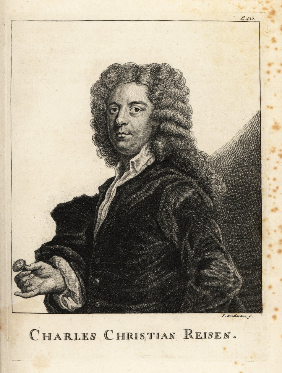 Portret Charlesa Christiana Reisena (1680-1725), angielskiego grawera klejnotów i grawera pieczęci autorstwa James Bretherton