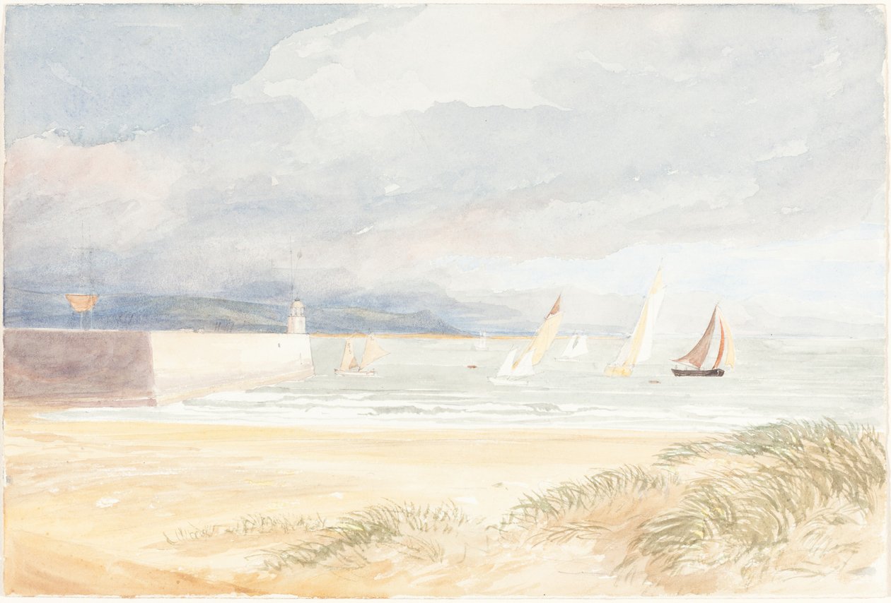 Scena brzegowa z żaglówkami (Portland, Dorset?) autorstwa James Bulwer